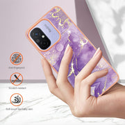 For Xiaomi Redmi 12C/11A 4G Global Electroplating Marble Dual-side IMD Phone Case(Purple 002)