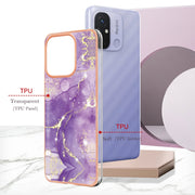 For Xiaomi Redmi 12C/11A 4G Global Electroplating Marble Dual-side IMD Phone Case(Purple 002)