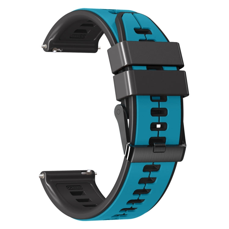 20mm Universal Vertical Line Two-Color Silicone Watch Band(Sky Blue+Black)