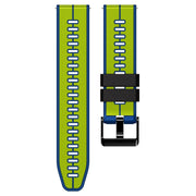 22mm Universal Vertical Line Two-Color Silicone Watch Band(Lime+Blue)