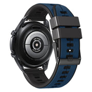 22mm Universal Vertical Line Two-Color Silicone Watch Band(Dark Blue+Black)
