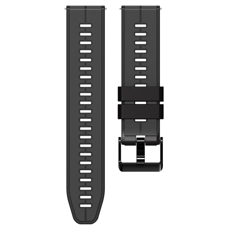 22mm Universal Vertical Line Two-Color Silicone Watch Band(Carbon Gray+Black)