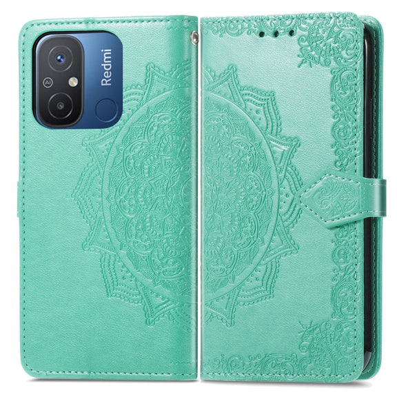 For Xiaomi Redmi 12C Mandala Flower Embossed Leather Phone Case(Green)