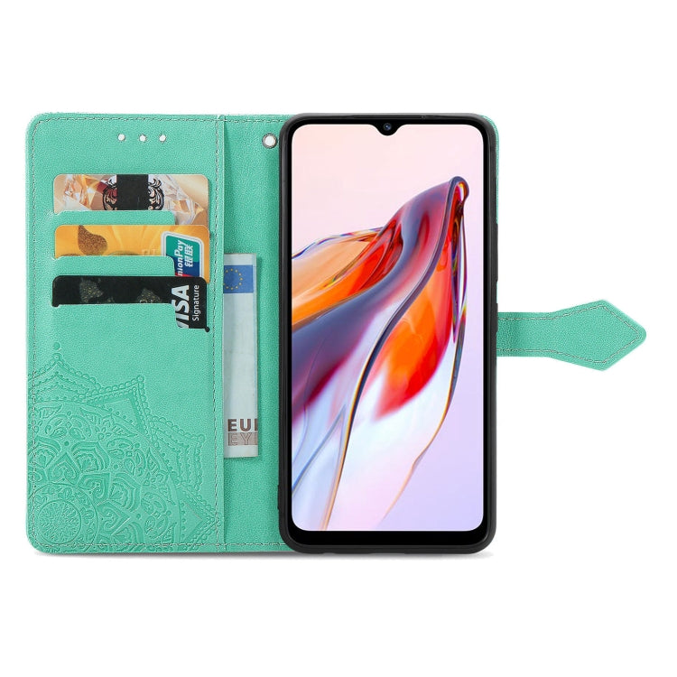 For Xiaomi Redmi 12C Mandala Flower Embossed Leather Phone Case(Green)