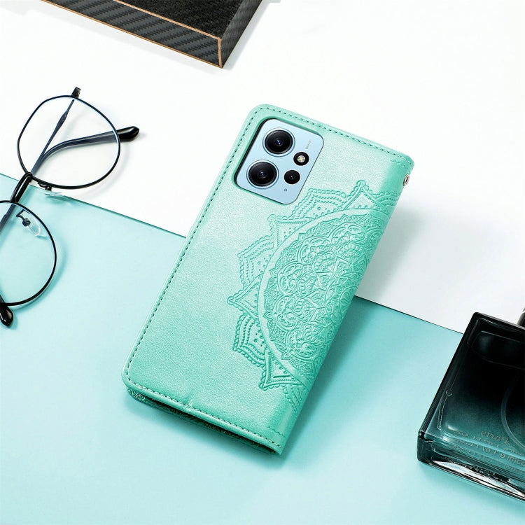 For Xiaomi Redmi Note 12 4G Global Mandala Flower Embossed Leather Phone Case(Green)