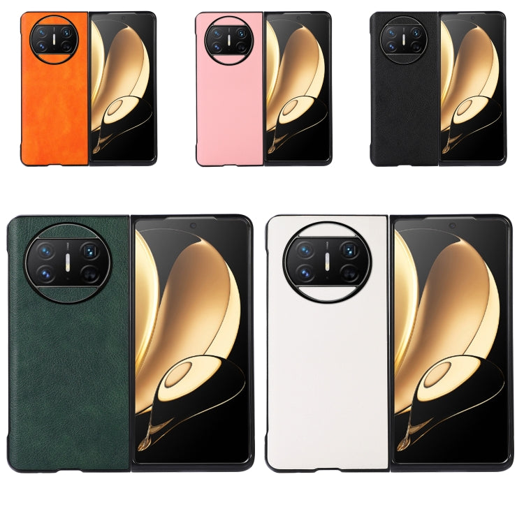 For Huawei Mate X3 Two-color Litchi Texture PU Phone Case(Orange)
