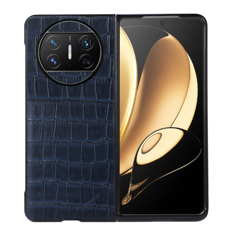 For Huawei Mate X3 Crocodile Texture Genuine Leather Phone Case(Blue)