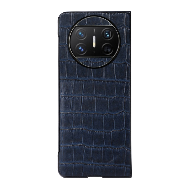 For Huawei Mate X3 Crocodile Texture Genuine Leather Phone Case(Blue)