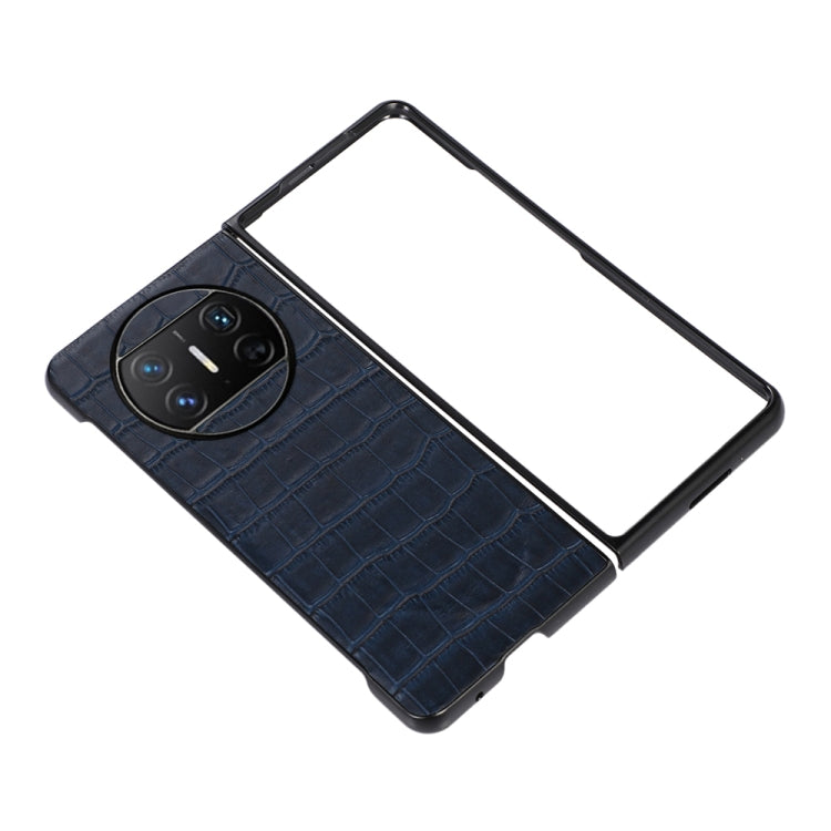 For Huawei Mate X3 Crocodile Texture Genuine Leather Phone Case(Blue)