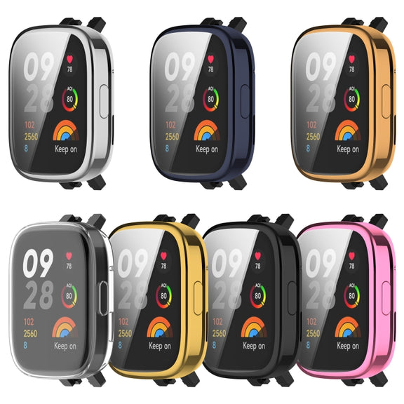 For Redmi Watch 3 Full Coverage TPU Electroplating Watch Protective Case(Black)