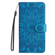 For Xiaomi Redmi Note 12 4G Global Embossed Sunflower Leather Phone Case(Blue)