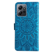 For Xiaomi Redmi Note 12 4G Global Embossed Sunflower Leather Phone Case(Blue)