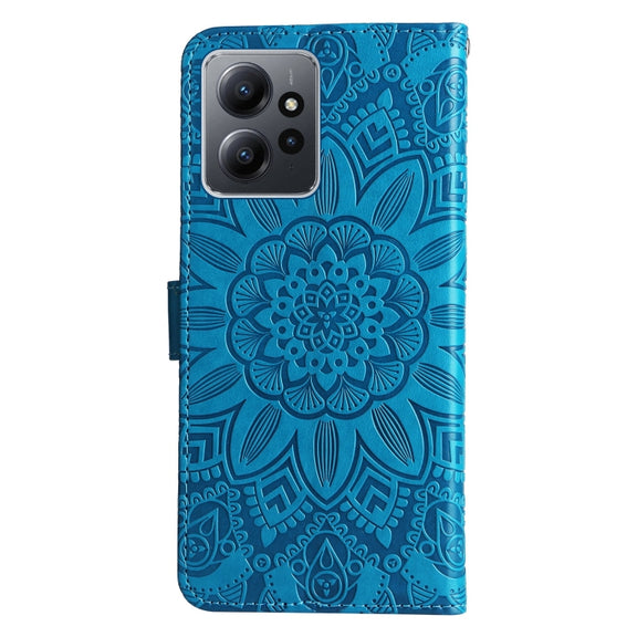 For Xiaomi Redmi Note 12 4G Global Embossed Sunflower Leather Phone Case(Blue)