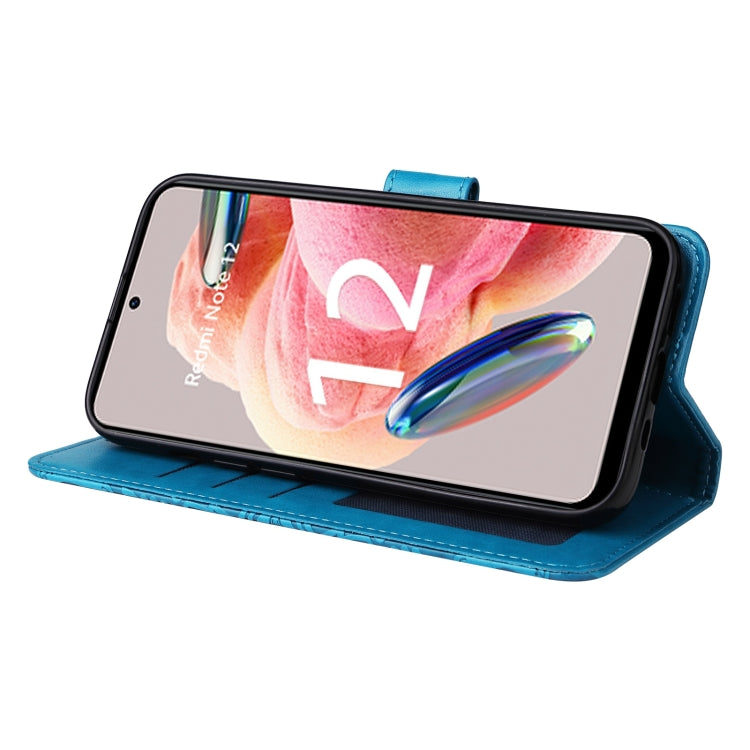 For Xiaomi Redmi Note 12 4G Global Embossed Sunflower Leather Phone Case(Blue)