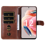 For Xiaomi Redmi Note 12 4G Global Calf Texture Zipper Leather Phone Case(Brown)