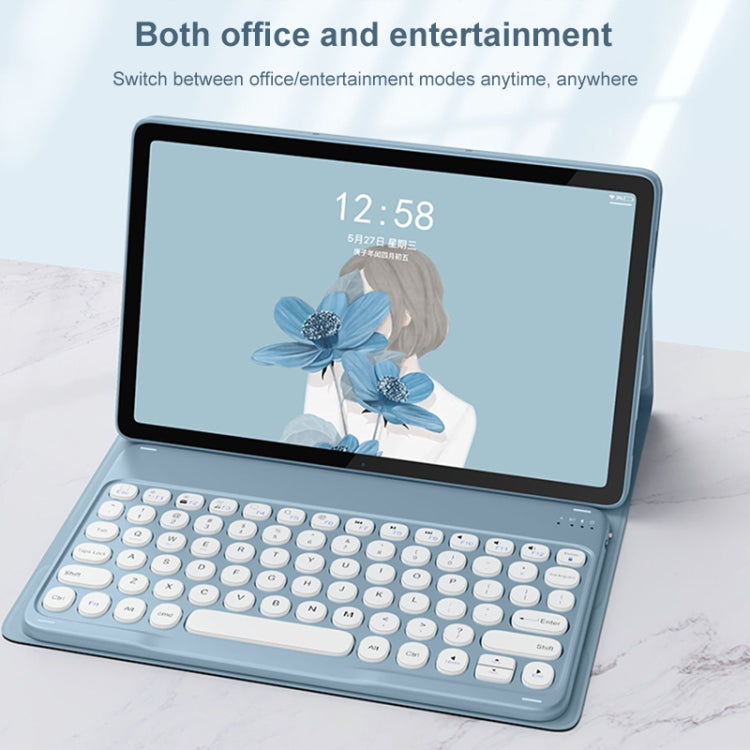 For Lenovo Tab M10 Plus 10.6 3rd Gen 2022 YM-LX106 Round Key Detachable Bluetooth Tablet Keyboard Leather Case with Mouse(Blue)