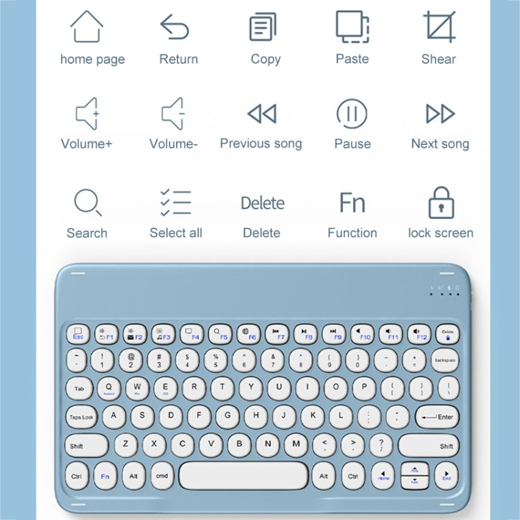 For Lenovo Tab M10 Plus 10.6 3rd Gen 2022 YM-LX106 Round Key Detachable Bluetooth Tablet Keyboard Leather Case with Mouse(Blue)