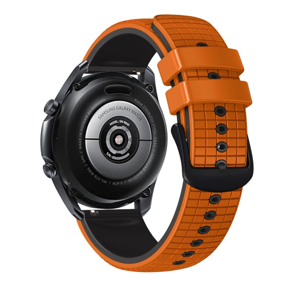 20mm Universal Mesh Two-Tone Silicone Watch Band(Orange Black)