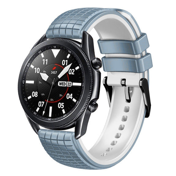 20mm Universal Mesh Two-Tone Silicone Watch Band(Blue White)