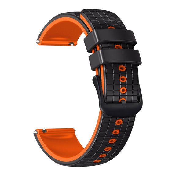 20mm Universal Mesh Two-Tone Silicone Watch Band(Black Orange)