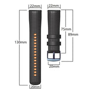 22mm Universal Mesh Two-Tone Silicone Watch Band(Orange Black)