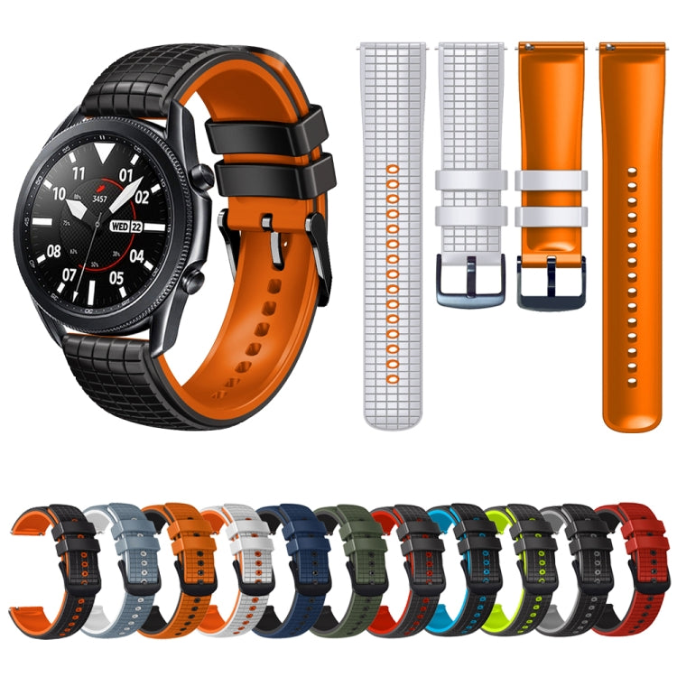 20mm Universal Mesh Two-Tone Silicone Watch Band(Black Orange)