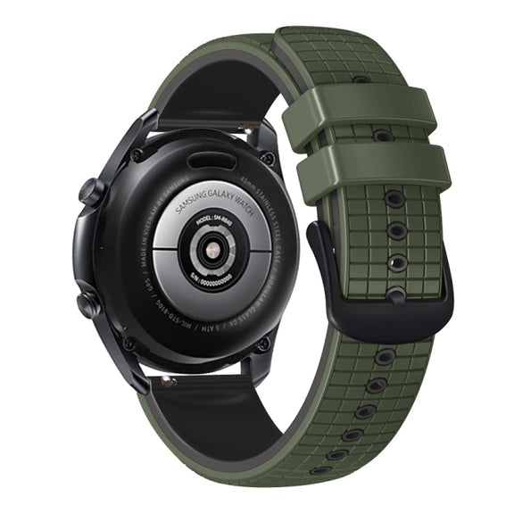 22mm Universal Mesh Two-Tone Silicone Watch Band(Army Green Black)