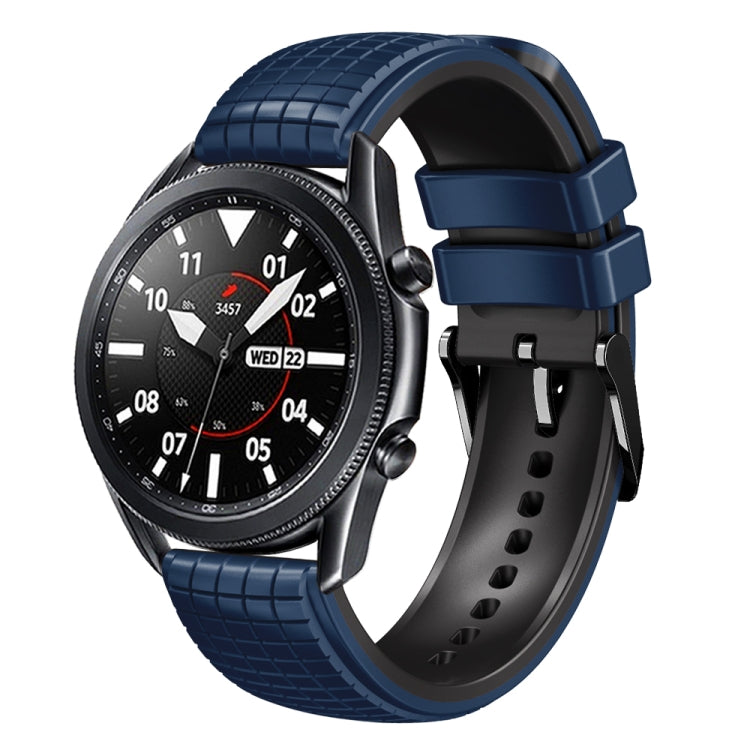 22mm Universal Mesh Two-Tone Silicone Watch Band(Dark Blue Black)