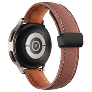 20mm Folding Buckle Plain Weave Genuine Leather Watch Band(Brown+Black)