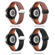22mm Folding Buckle Plain Weave Genuine Leather Watch Band(Brown+Black)