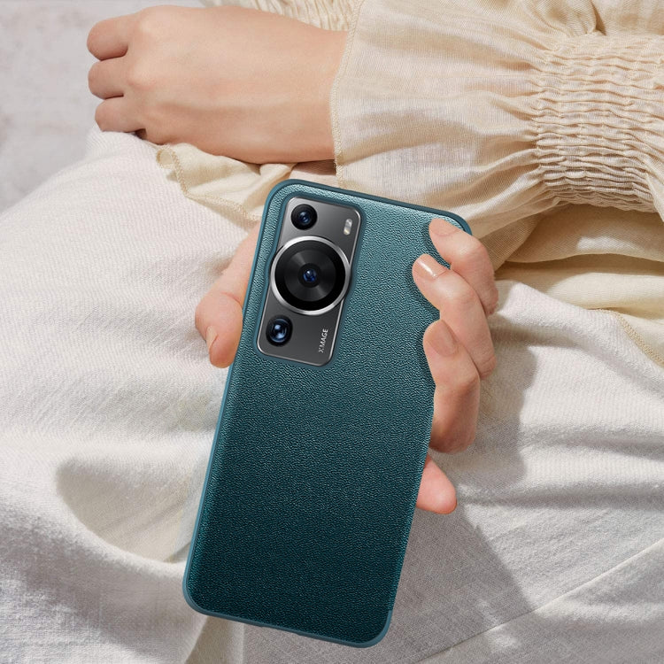 For Huawei P60 Pro Leather + TPU Frame Shockproof Phone Case(Green)