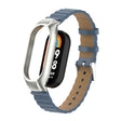 For Xiaomi Mi Band 8 Integrated Metal Case + Bamboo Leather Watch Band(Silver Grey) - Smart Wear by PMC TechLife | Online Shopping South Africa | PMC TechLife