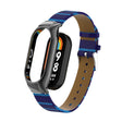 For Xiaomi Mi Band 8 Integrated Metal Case + Secondary Color Leather Watch Band(Blue) - Smart Wear by PMC TechLife | Online Shopping South Africa | PMC TechLife
