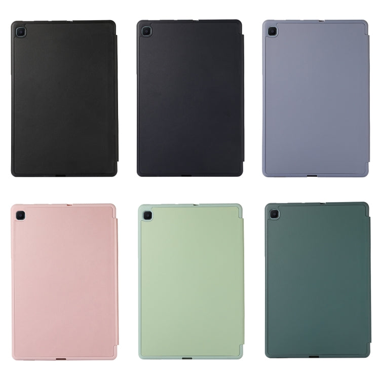 For Samsung Galaxy Tab S6 Lite/Tab S6 Lite 2022 Solid Color 3-folding Leather Tablet Case(Black)