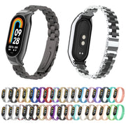 For Xiaomi Mi Band 8 Integrated Metal Case + Three-bead Watch Band(Rose Gold)