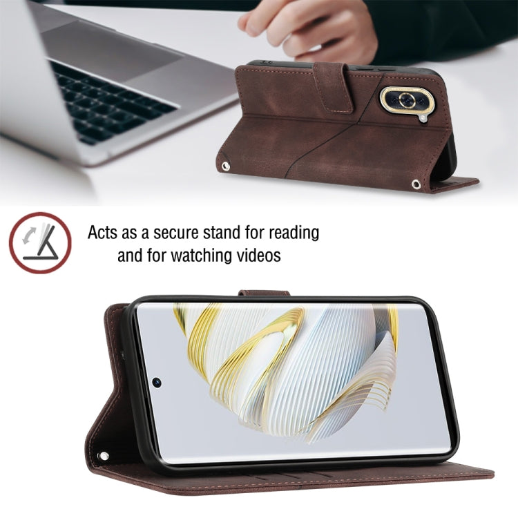 For Huawei nova 10 Skin-feel Embossed Leather Phone Case(Brown)