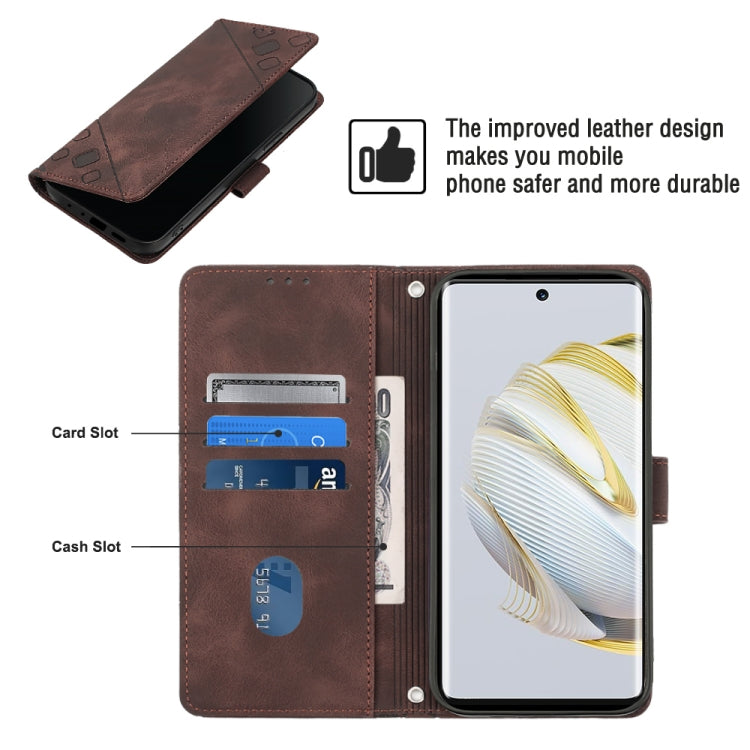 For Huawei nova 10 Skin-feel Embossed Leather Phone Case(Brown)