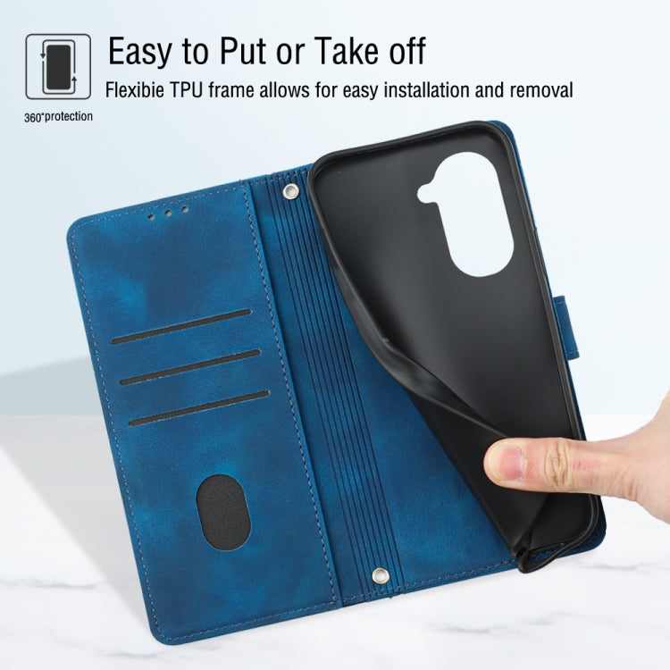 For Huawei nova 10 Skin-feel Embossed Leather Phone Case(Blue)