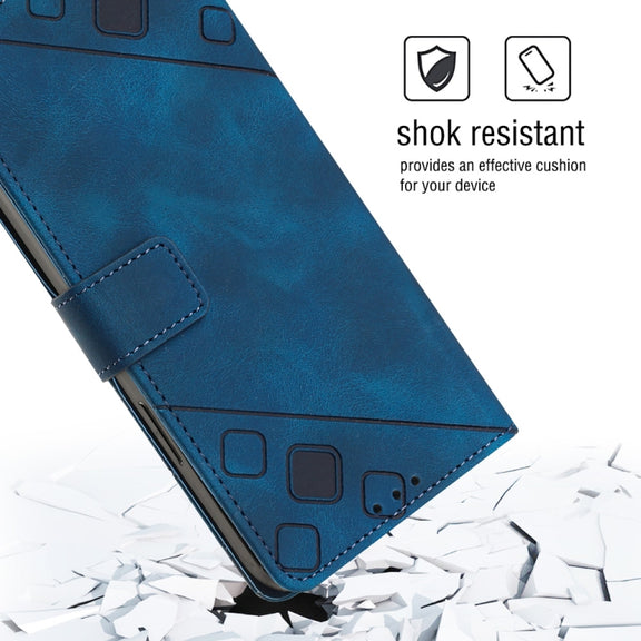 For Huawei nova 10 Skin-feel Embossed Leather Phone Case(Blue)