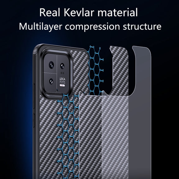 For Xiaomi 13 Pro wlons Magsafe Carbon Fiber Kevlar TPU Phone Case(Black)