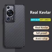 For Huawei P60 Pro wlons Magsafe Carbon Fiber Kevlar TPU Phone Case(Black)