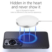 For Huawei P60 Pro wlons Magsafe Carbon Fiber Kevlar TPU Phone Case(Black)
