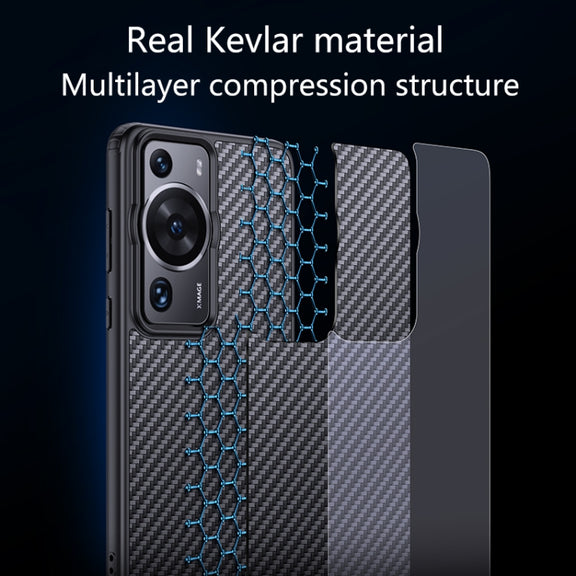 For Huawei P60 Pro wlons Magsafe Carbon Fiber Kevlar TPU Phone Case(Black)