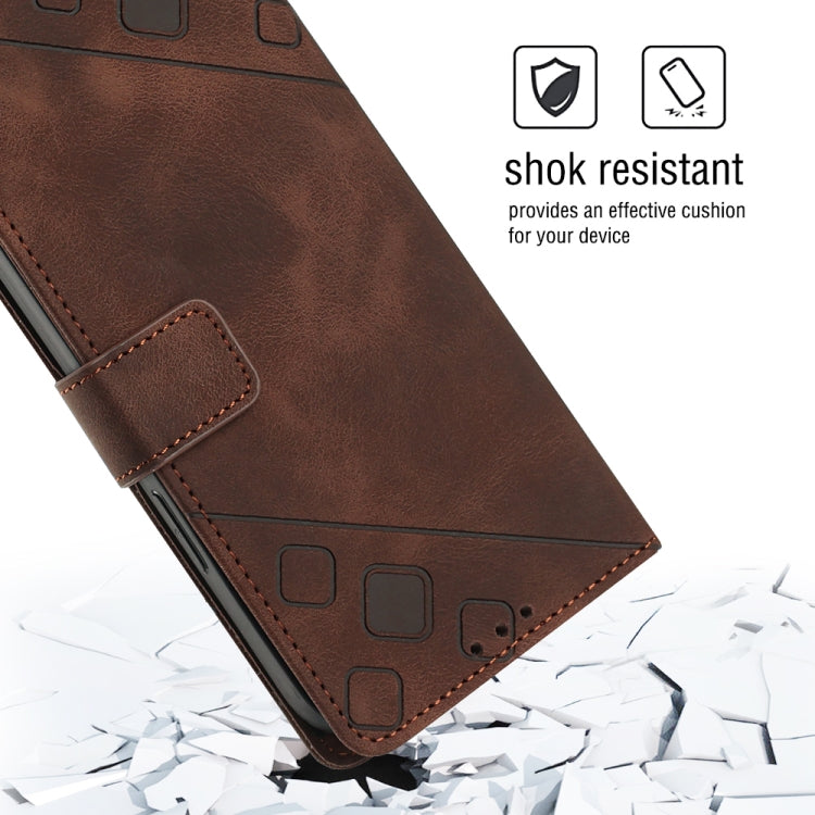 For Samsung Galaxy A03 166mm EU Version Skin-feel Embossed Leather Phone Case(Brown)