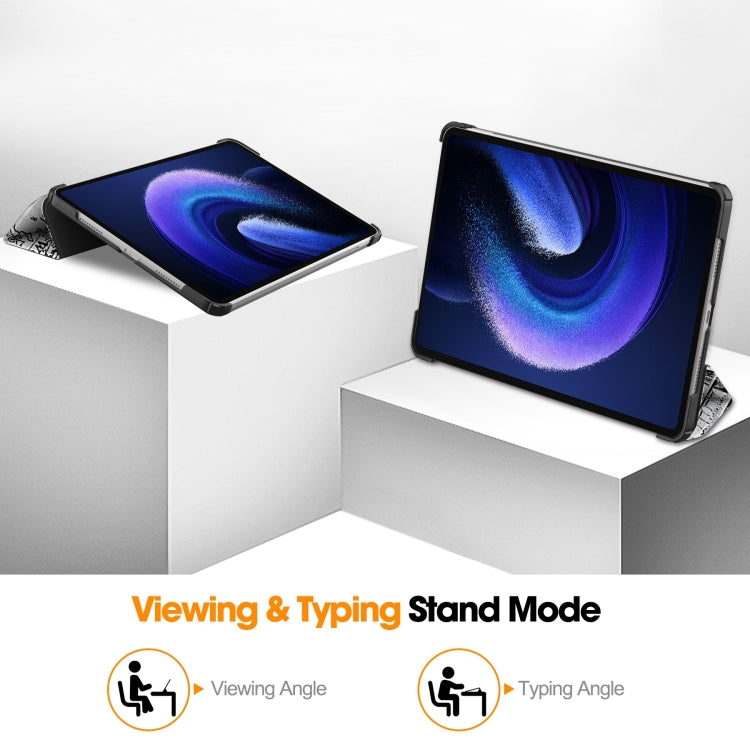 For Xiaomi Pad 6 / 6 Pro Custer Painted 3-Fold Stand Leather Smart Tablet Case(Retro Eiffel Tower)