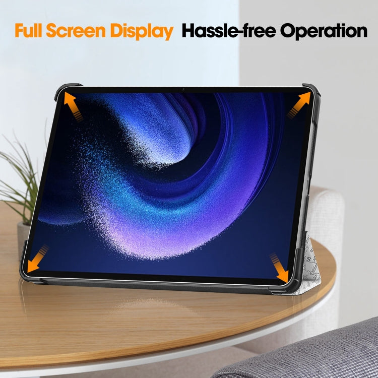 For Xiaomi Pad 6 / 6 Pro Custer Painted 3-Fold Stand Leather Smart Tablet Case(Retro Eiffel Tower)