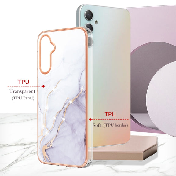 For Samsung Galaxy A24 Electroplating Marble Dual-side IMD Phone Case(White 006)