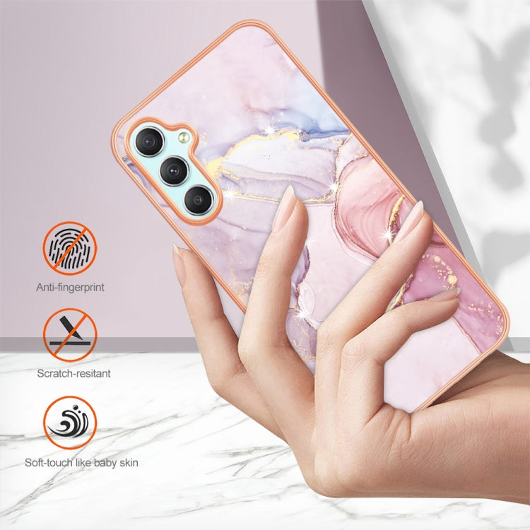 For Samsung Galaxy A24 Electroplating Marble Dual-side IMD Phone Case(Rose Gold 005)