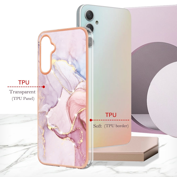 For Samsung Galaxy A24 Electroplating Marble Dual-side IMD Phone Case(Rose Gold 005)