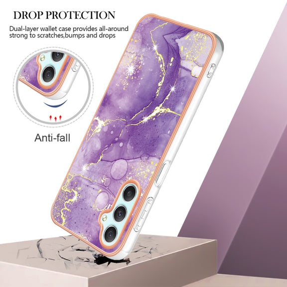 For Samsung Galaxy A24 Electroplating Marble Dual-side IMD Phone Case(Purple 002)